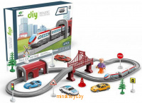 Железная дорога детская - Junfa, 67 деталей с ландшафтным дизайном, WB-00851